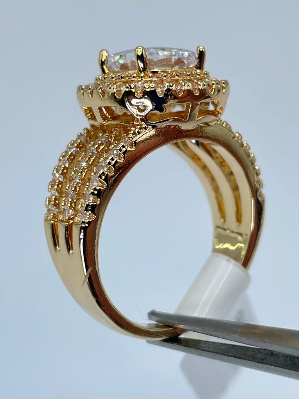 Swarovski Crystal Elements White Crystal Halo Statement Ring Bold Sz 8